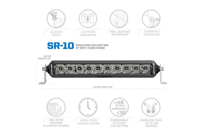 Pro Comp 10" LED Light Bar - White Combo Beam - Single Row Motorsports Series