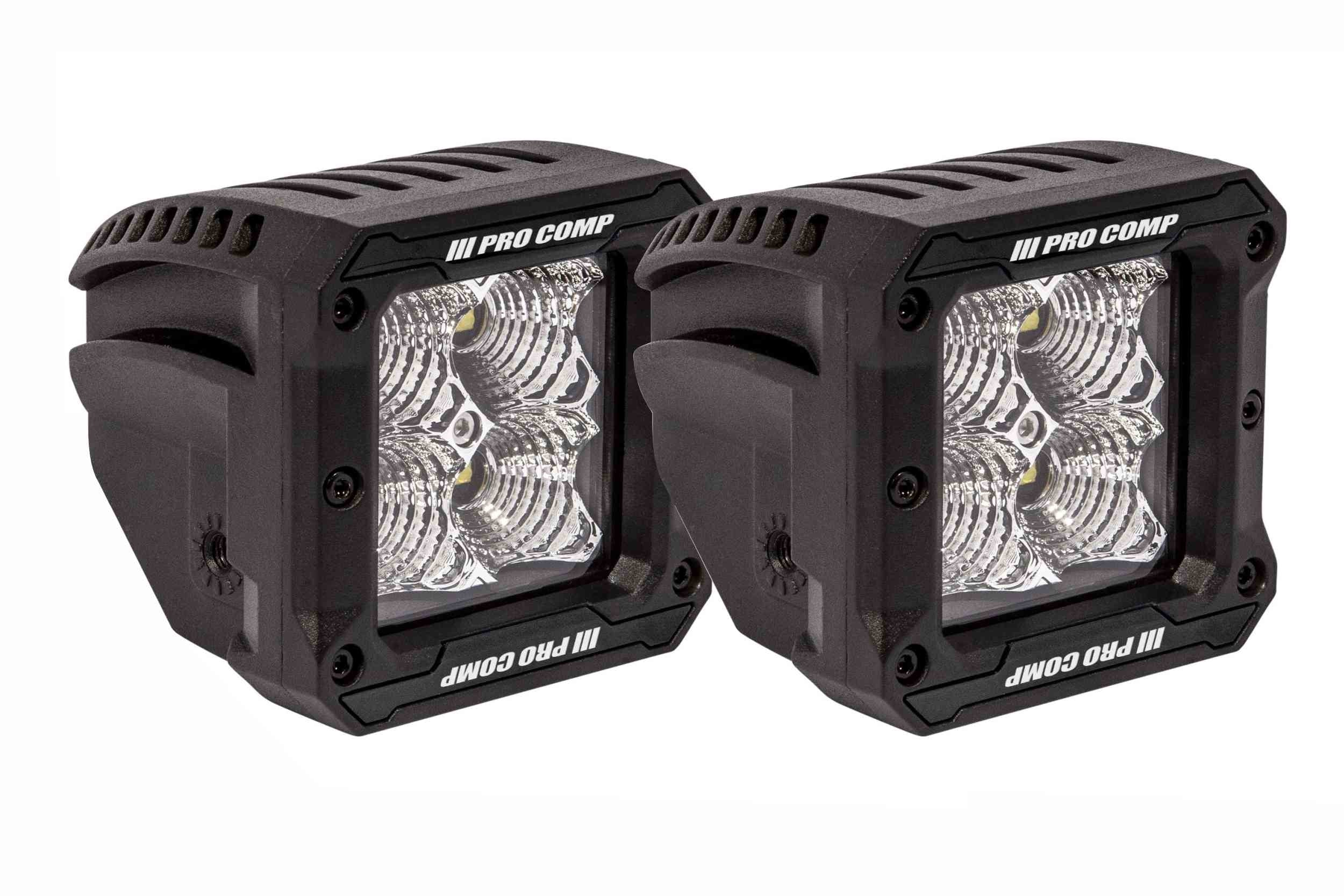 Pro Comp Gen 3 LED Pods - 2x2 Square 20W Flood Beam (Pair)