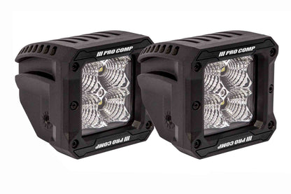 Pro Comp Gen 3 LED Pods - 2x2 Square 20W Flood Beam (Pair)