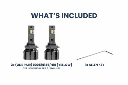GTR Lighting Ultra 3 LED Bulbs - 9005/9145/H10 Yellow (Pair)
