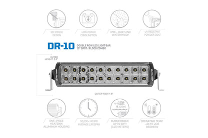 Pro Comp 10" LED Light Bar - White Combo Beam - Double Row Motorsports Series