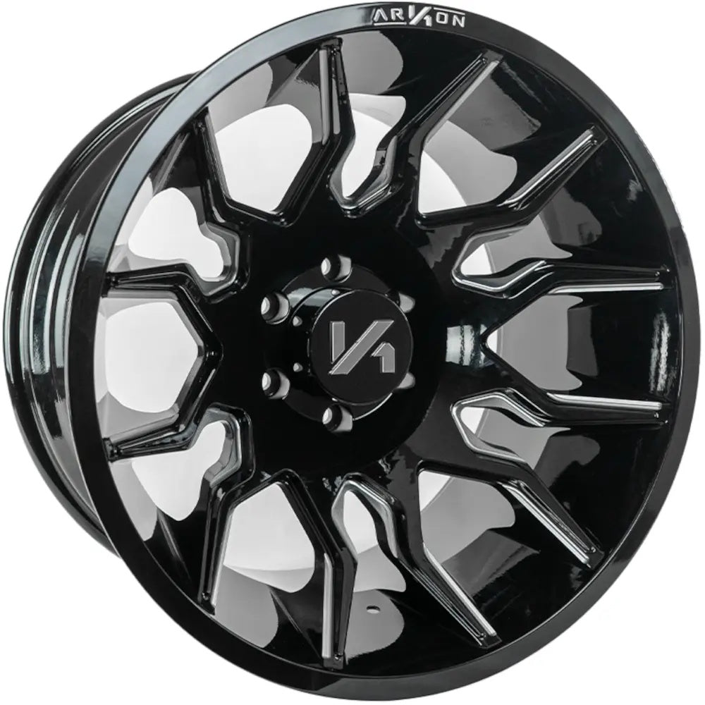 Set of 4 ARKON Off-Road Roosevelt 20x10 8x6.5 -25 Gloss Black Milled Wheels