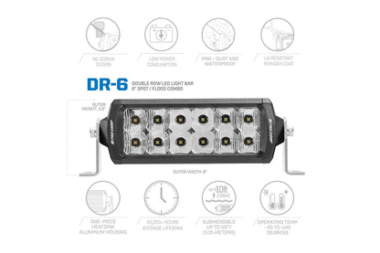Pro Comp 6" LED Light Bar - White Combo Beam - Double Row Motorsports Series