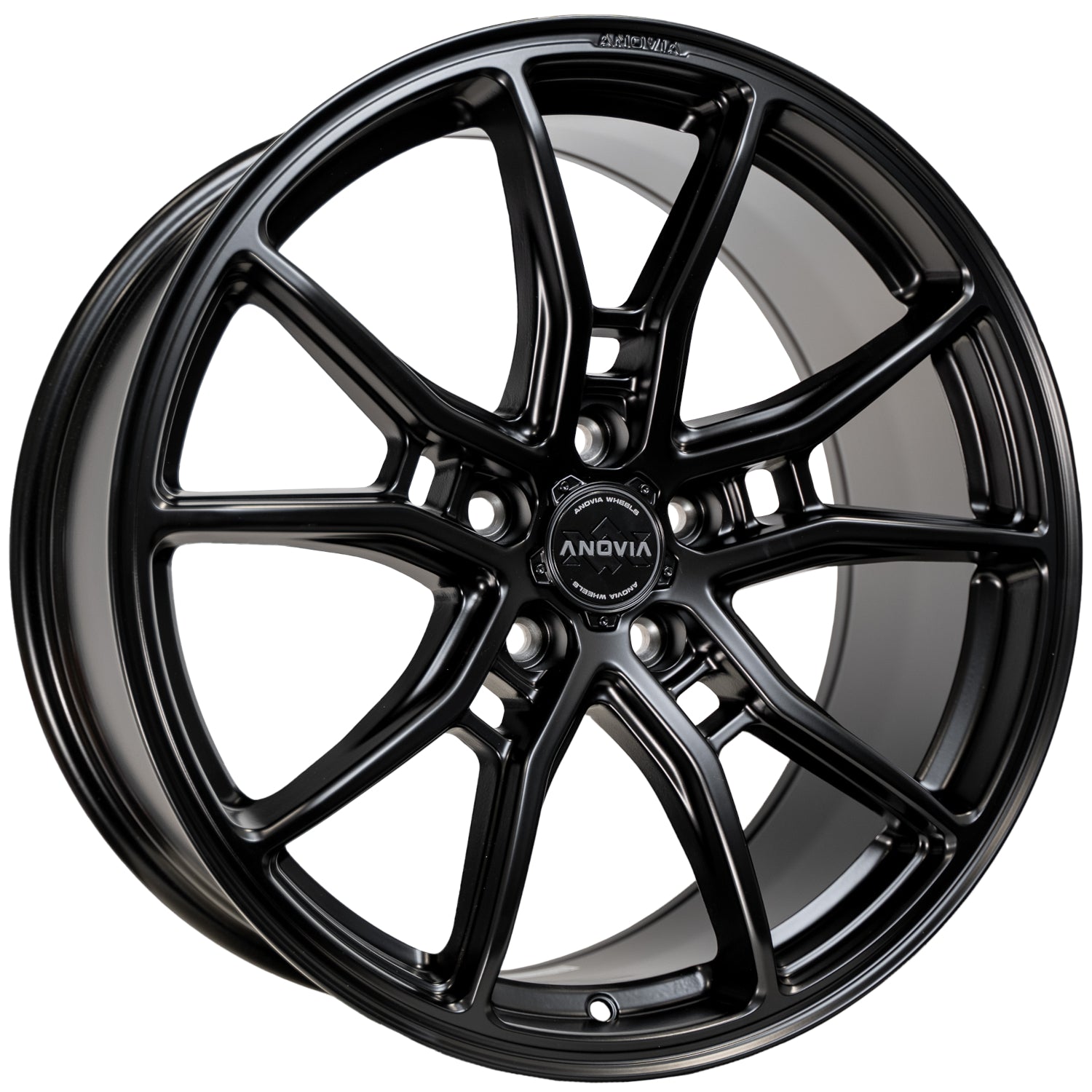 Set of 4 Anovia AN-10 19x8.5 5x114.3 +35 Satin Black Wheels