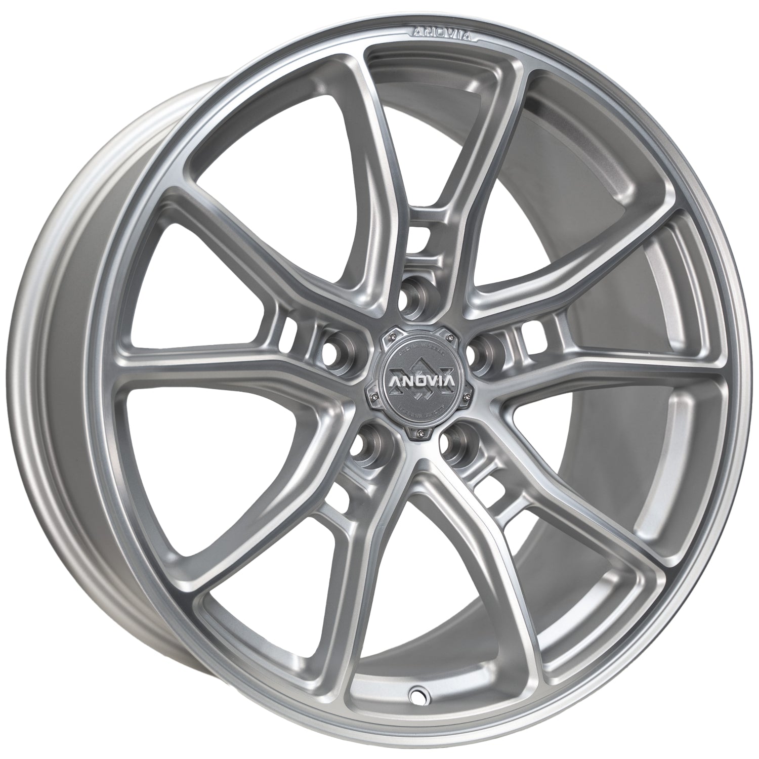 Set of 4 Anovia AN-10 18x9.5 5x114.3 +35 Silver Machined Face Satin Laquer Wheels