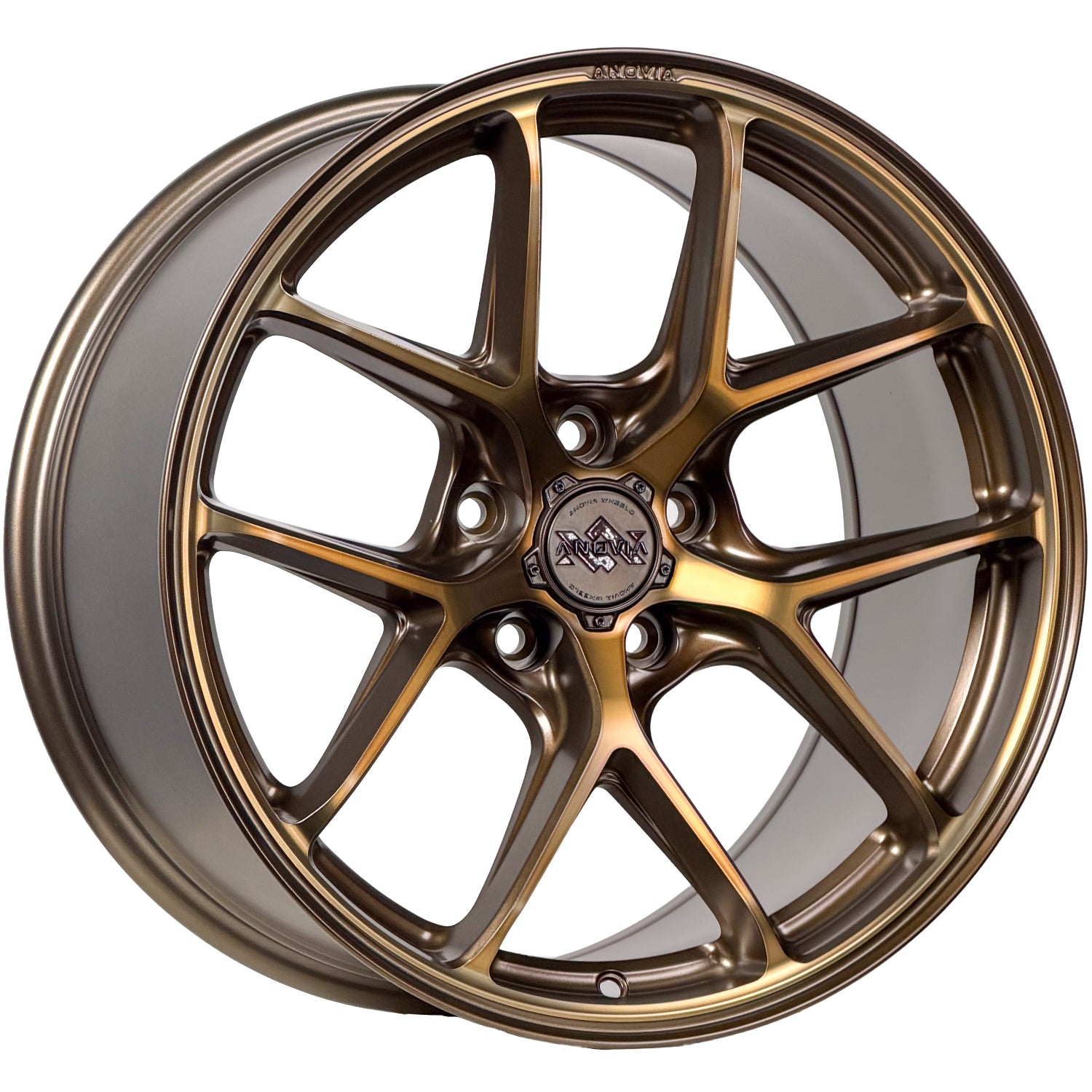 Set of 4 Anovia AN-12 19x9.5 5x114.3 +35 Bronze Machined Face Bronze Tint Wheels