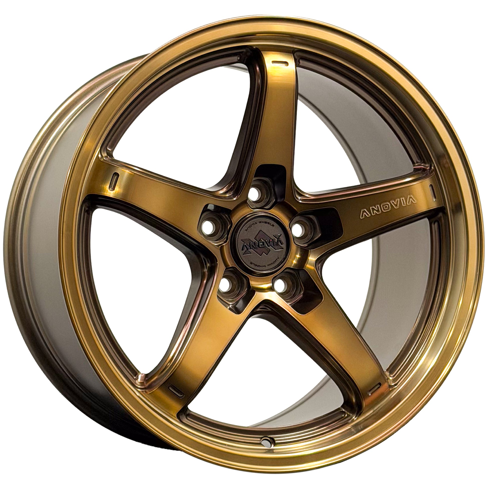 Set of 4 Anovia AN-5S 18x9.5 5x120 +45 Bronze Machined Face Bronze Tint Wheels
