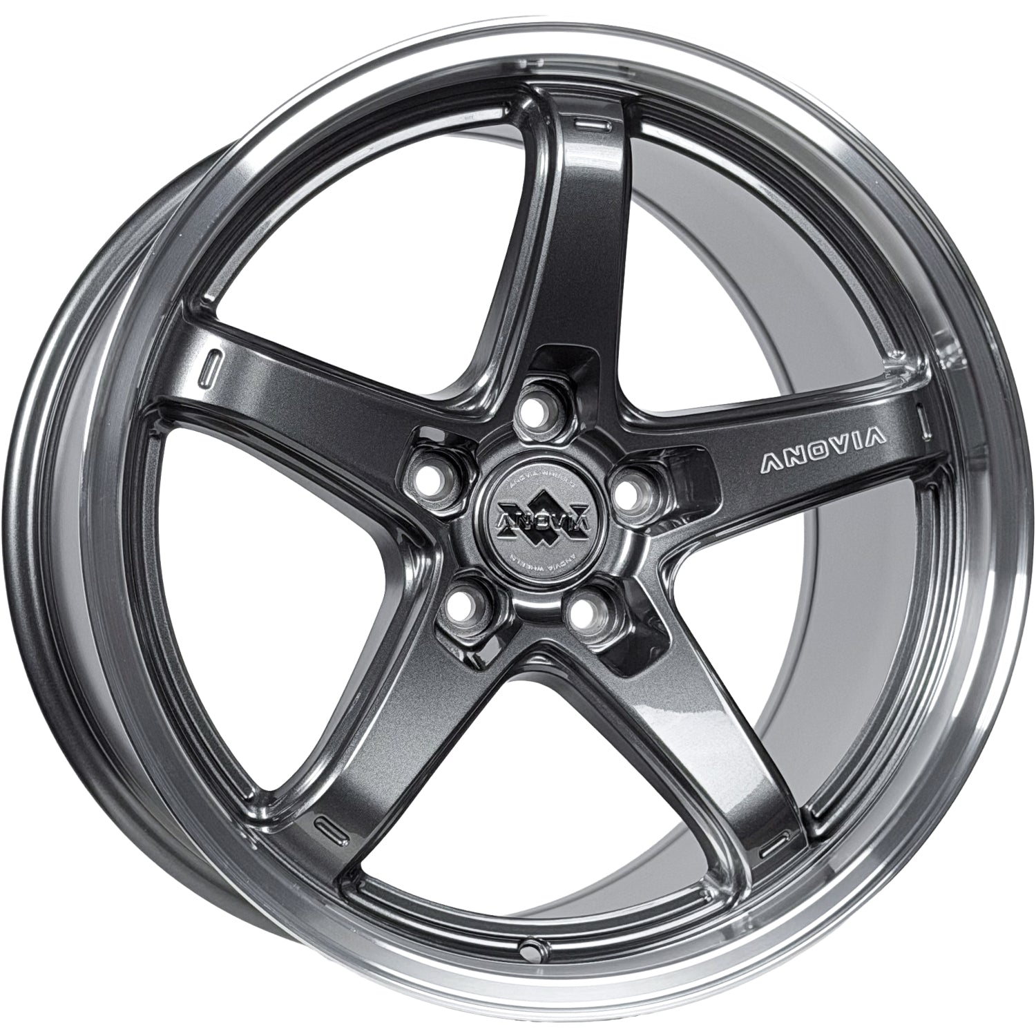 Set of 4 Anovia AN-5S 17x8 5x100 +45 Gloss Gunmetal Machined Lip Wheels