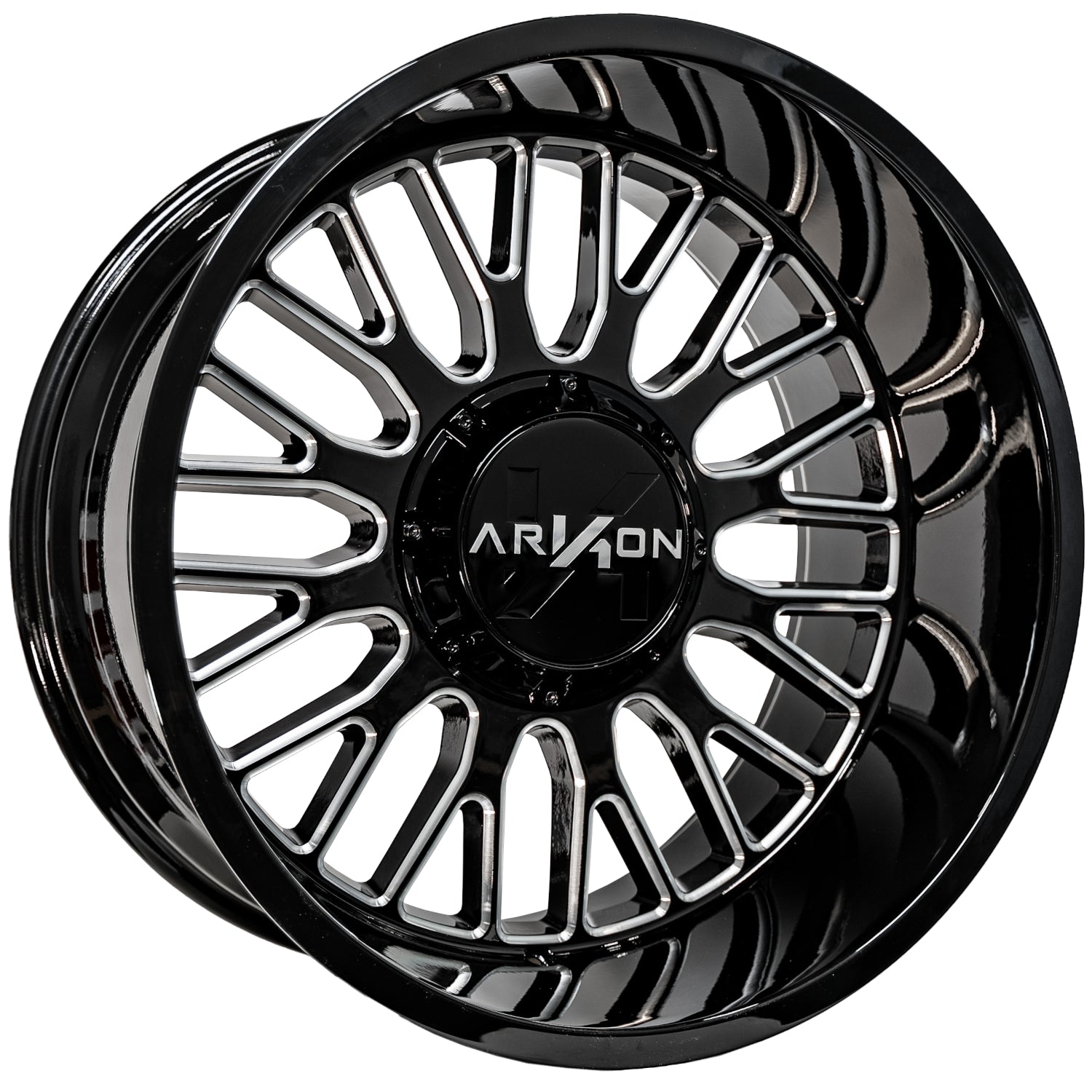 Set of 4 ARKON Off-Road Athos 24x14 6x135/6x5.5 -81 Gloss Black Milled Wheels