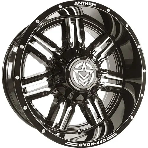 Set of 4 Anthem Off-Road Equalizer 20x9 6x135 / 6x5.5 0 Gloss Black with Milled Edges Wheels