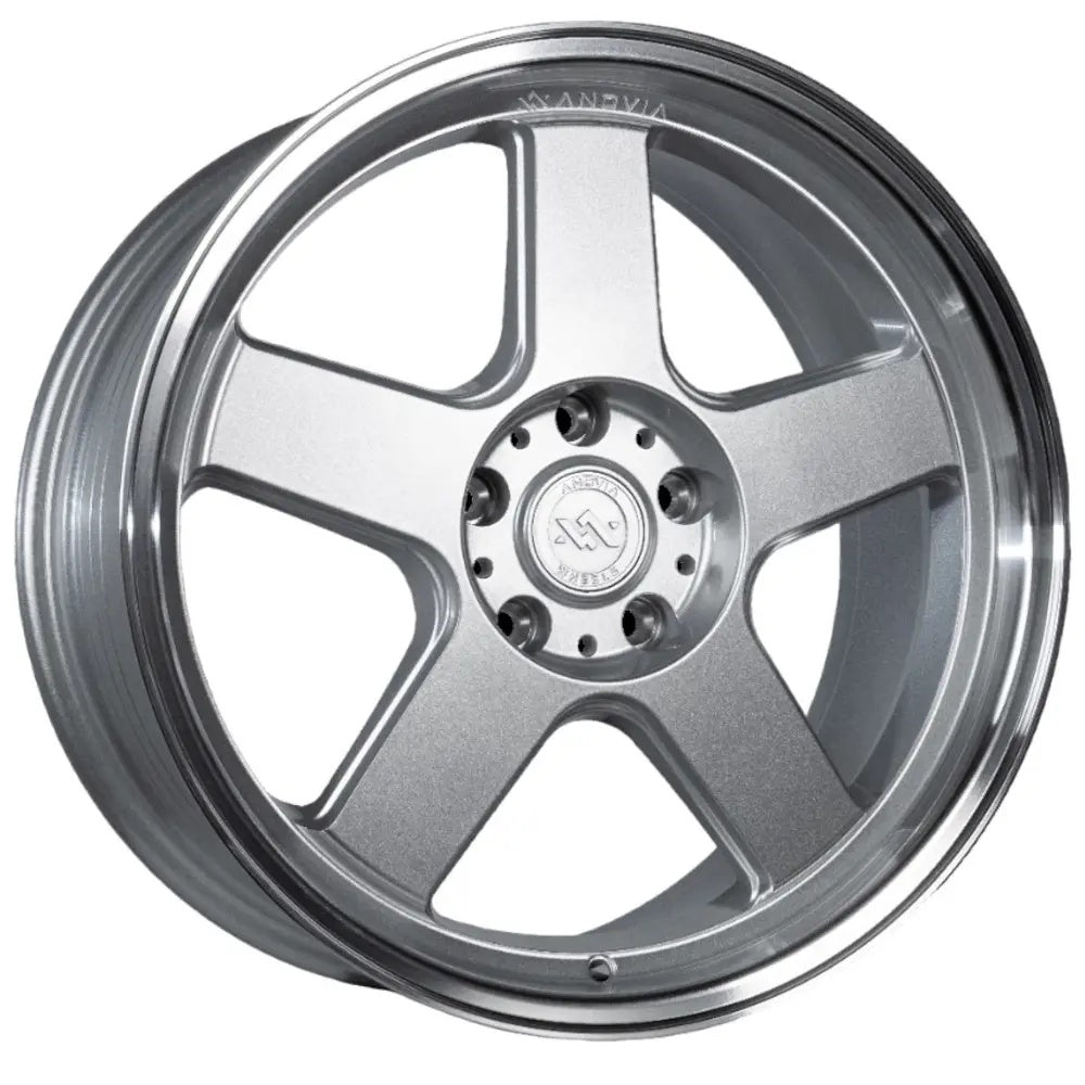 Set of 4 Anovia Highball 18x9.5 5x114.3 +22 Silver Machined Lip Wheels
