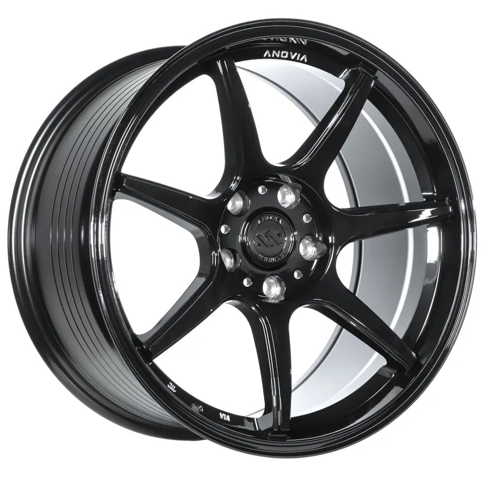 Set of 4 Anovia Kano 18x9.5 5x114.3 +35 Gloss Black Wheels