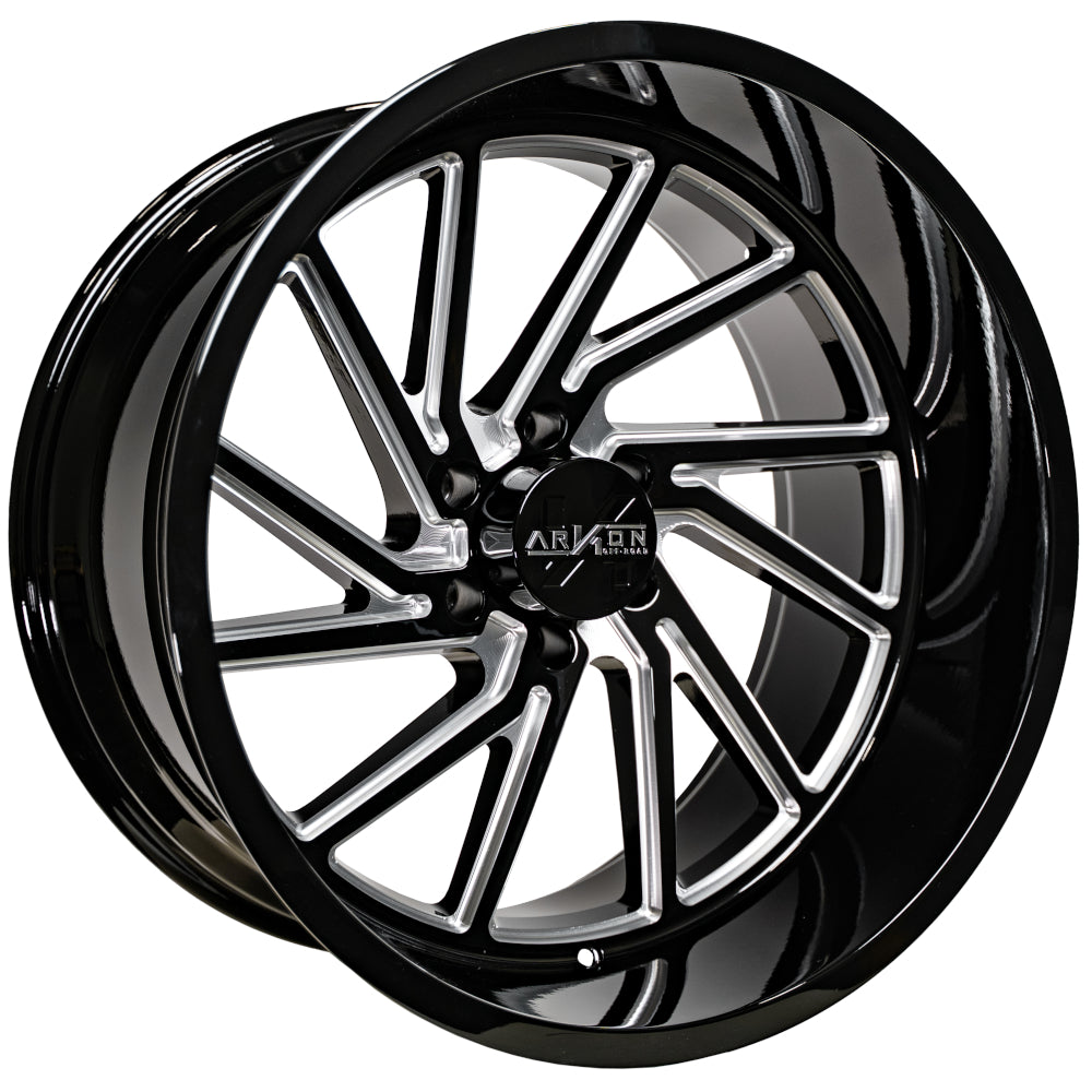 Set of 4 ARKON Off-Road Kennedy 22x12 6x135 -51 Gloss Black Milled Wheels