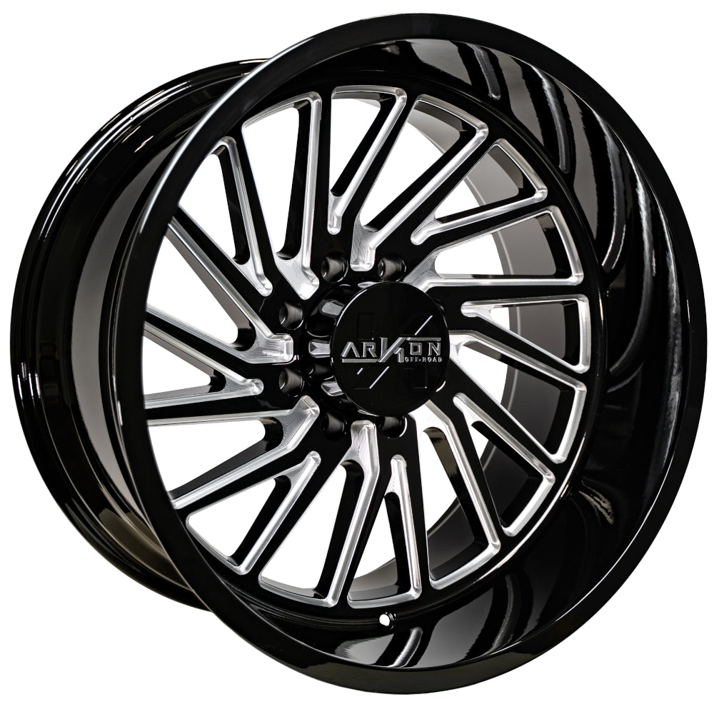 Set of 4 ARKON Off-Road Kennedy 22x12 8x6.5 -51 Gloss Black Milled Wheels