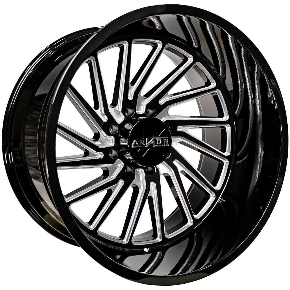 Set of 4 ARKON Off-Road Kennedy 24x14 8x170 -81 Gloss Black Milled Wheels
