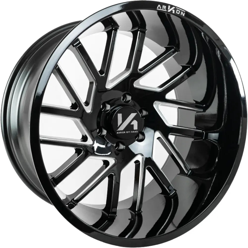 Set of 4 ARKON Off-Road Mandela 24x14 6x5.5 -81 Gloss Black Milled Wheels
