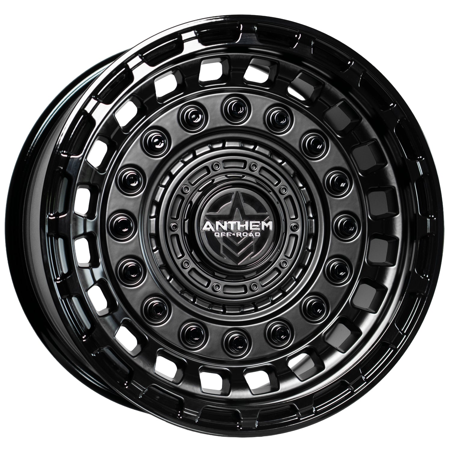 Set of 4 Anthem Off-Road Mercenary 18x9 5x5 -12 Satin Black with Gloss Black Accents Wheels