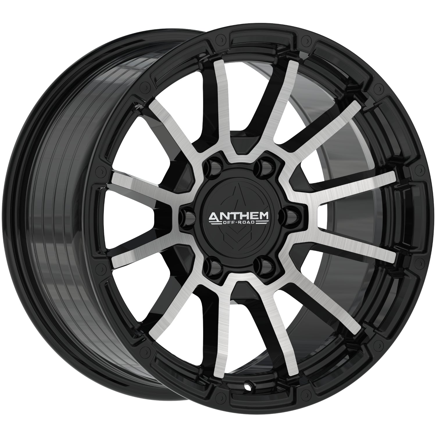 Set of 4 Anthem Off-Road Raider 17x8.5 6x135 0 Satin Black with Machined Face Wheels