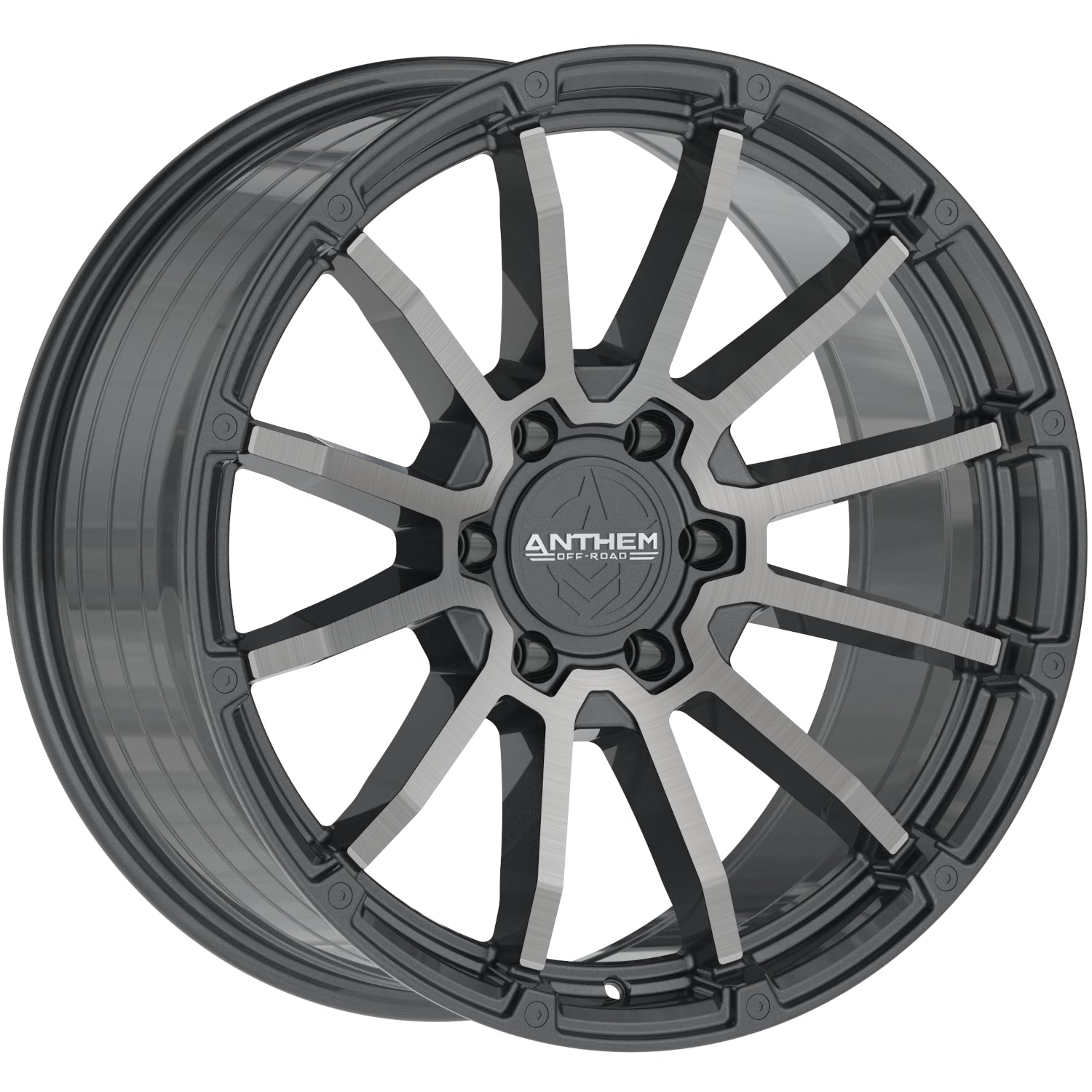 Set of 4 Anthem Off-Road Raider 20x9 6x5.5 0 Satin Gunmetal with Machined Face Wheels
