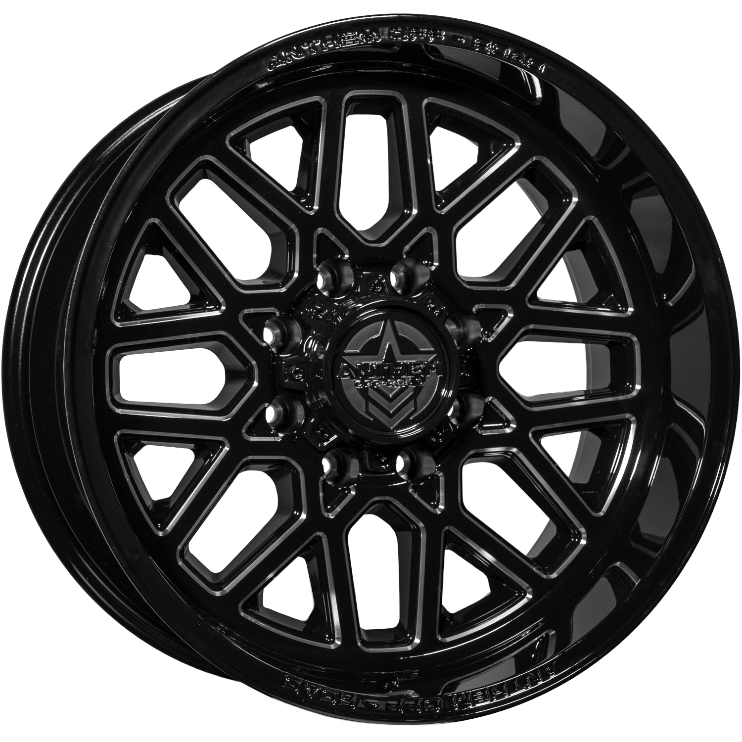Set of 4 Anthem Off-Road Revenger 20x10 8x6.5 -25 Gloss Black with Milled Edges Wheels