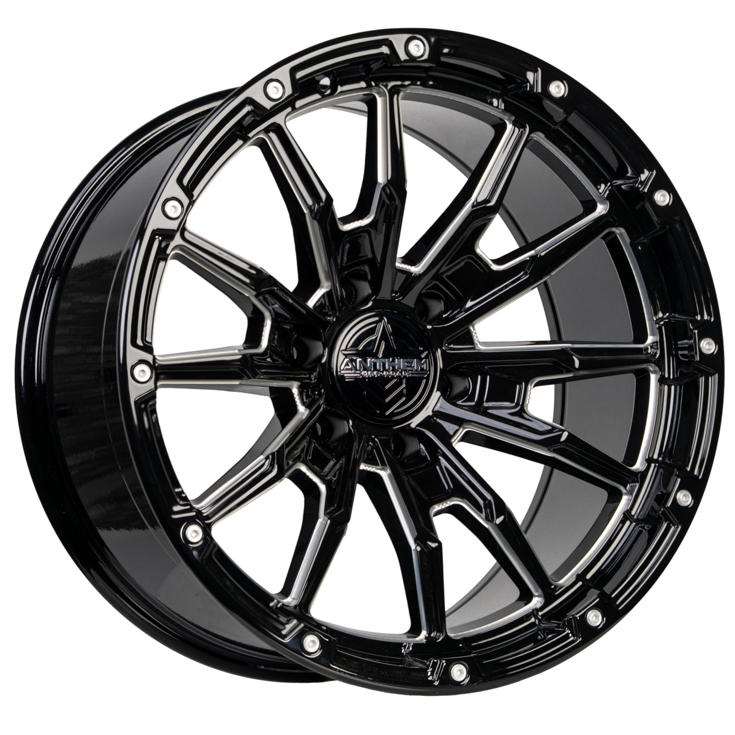 Set of 4 Anthem Off-Road Talon 20x9 6x5.5 0 Gloss Black with Milled Edges Wheels